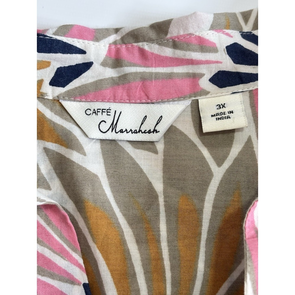 Caffe Marrakesh 100% Cotton‎ Womens 3X Shirt 3/4 Sleeve Botanical Vacation - Picture 8 of 11